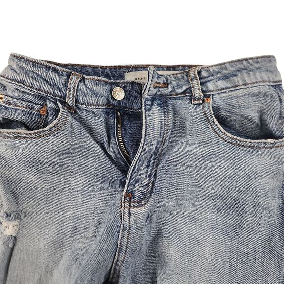 Ashley Mason Jeans 9 Bleached Stone Washed Light Denim Ripped Destroyed Mom - Picture 4 of 14